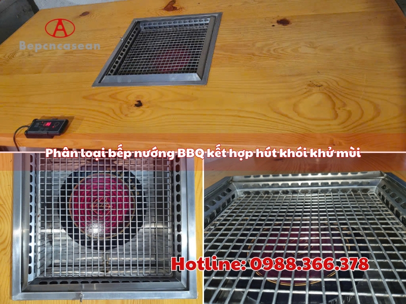 BBQ grill combined with exhaust hood